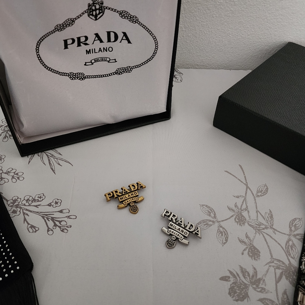 Prada Silver or Gold Logo Pins